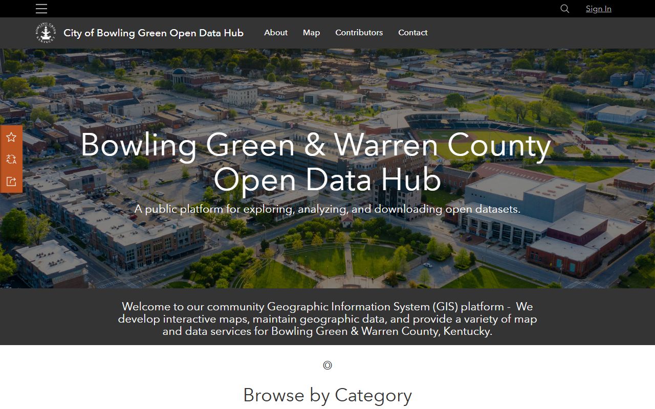 Bowling Green city government website showing contact information and department listings