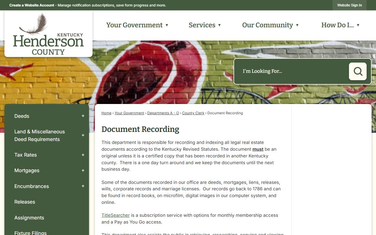 Henderson County document recording office for deeds and land records