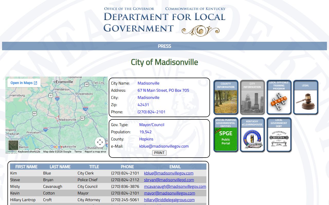 Madisonville city information and police department resources