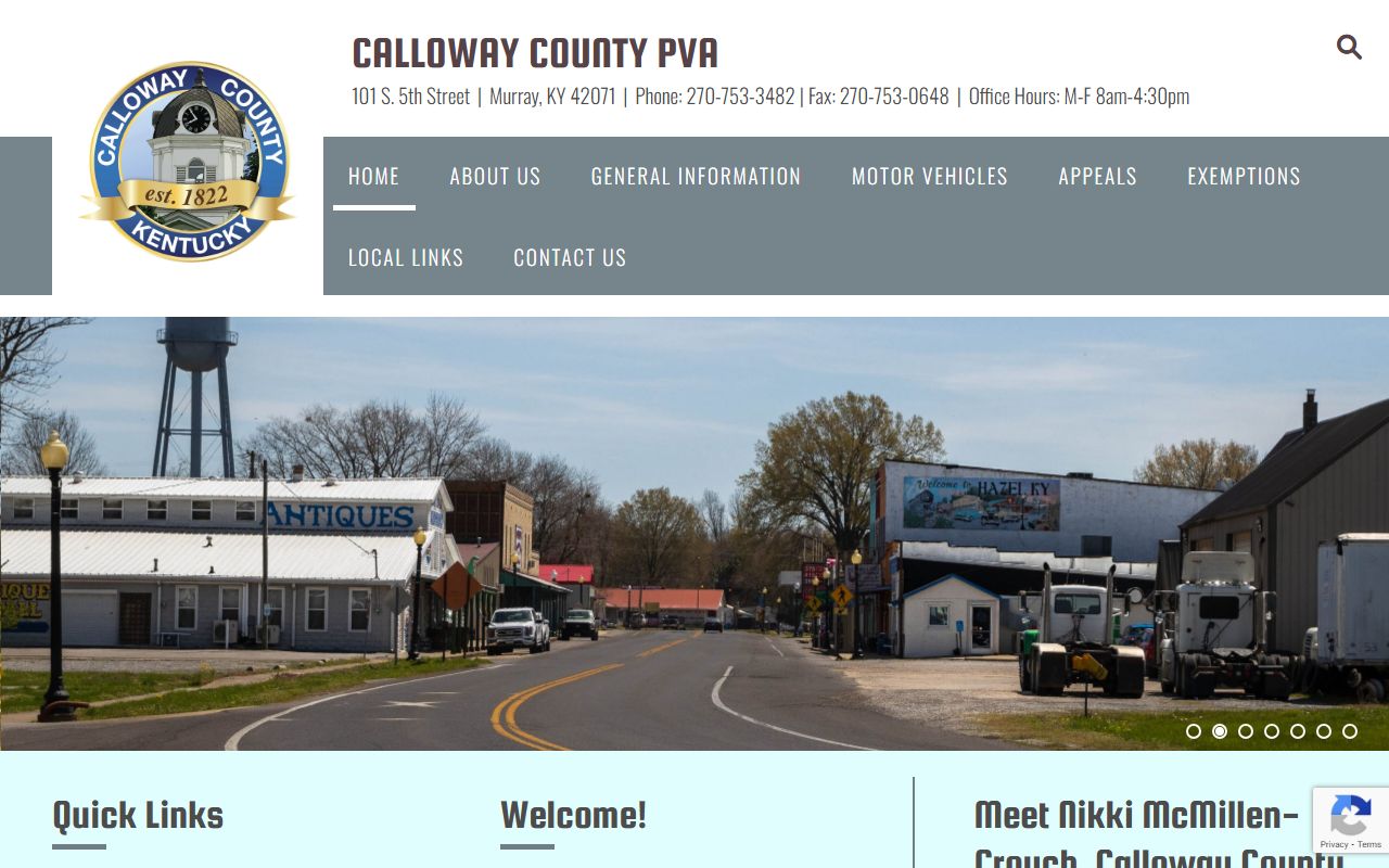 Calloway County PVA website showing property valuation information