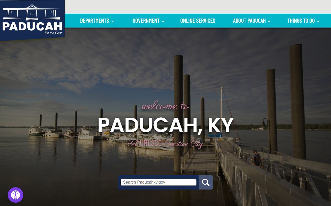 Paducah city government website showing contact information and department listings