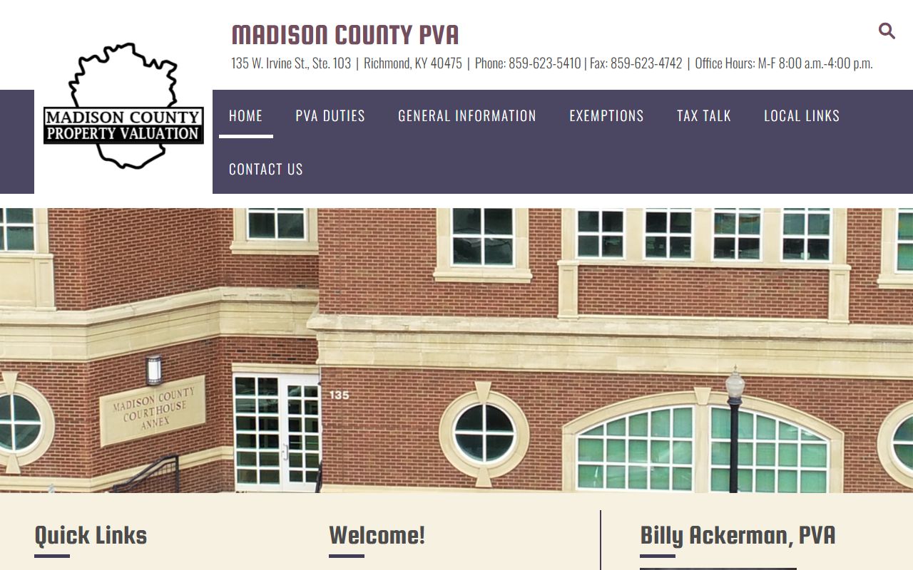 Madison County PVA office serving Richmond Kentucky property owners