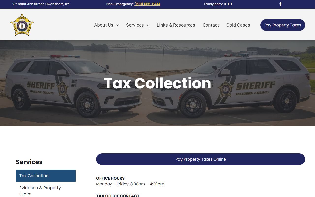 Daviess County Sheriff's Office tax collection and contact information