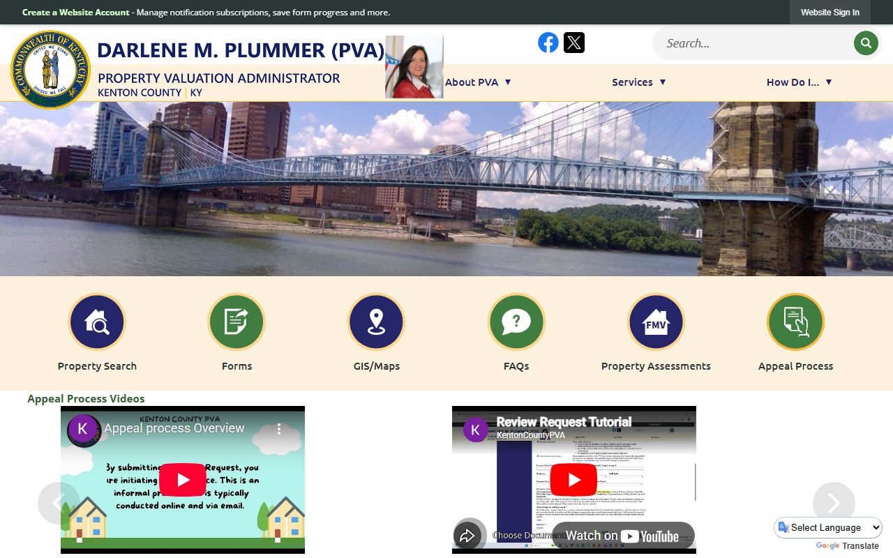 Kenton County PVA website for property valuation