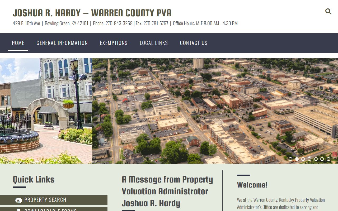 Warren County PVA website for property assessment and valuation